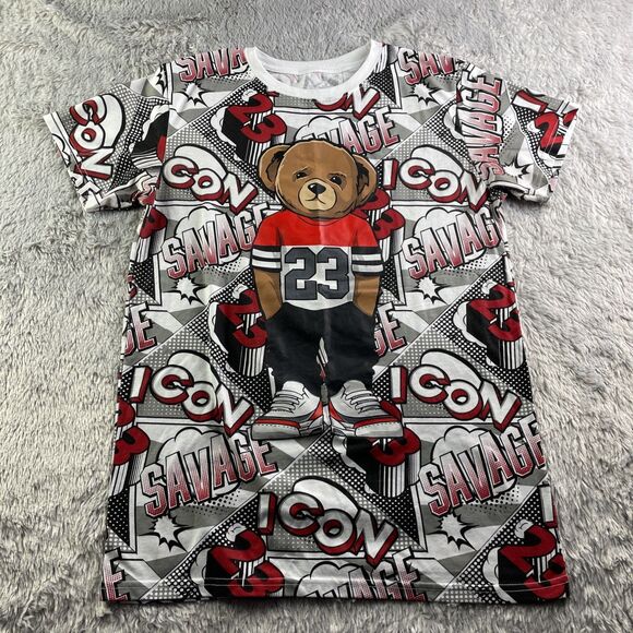 Launder Bear Shirt Mens Medium White Red Black Teddy Icon 23 Savage AOP - Picture 2 of 9